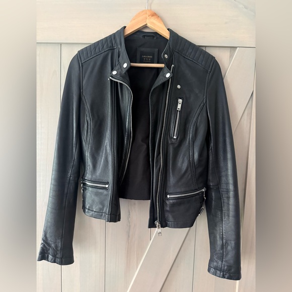 Zara Jackets & Blazers - ZARA Women’s Black  Genuine Leather Moto Jacket, great condition, very soft